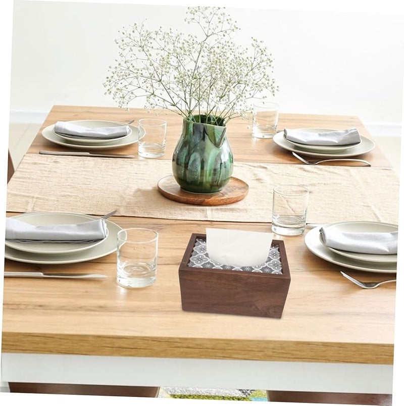 صندوق تخزين علب المناديل الخشبي العتيق لغرفة النوم وغرفة المعيشة - Image 5